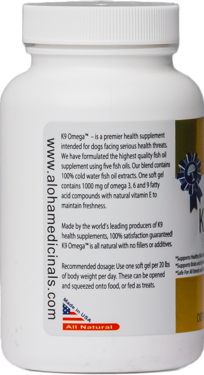 k9 omega fish oil supplement for dogs 60 softgels aloha medicinals k9medicinals.com