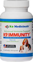 K9 Medicinals® Immune Support - K9medicinals.com. k9 medicinals immune support bottle capsule form. canine wellness dietary supplement. canine cancer supplement. antioxidant and probiotic for dogs